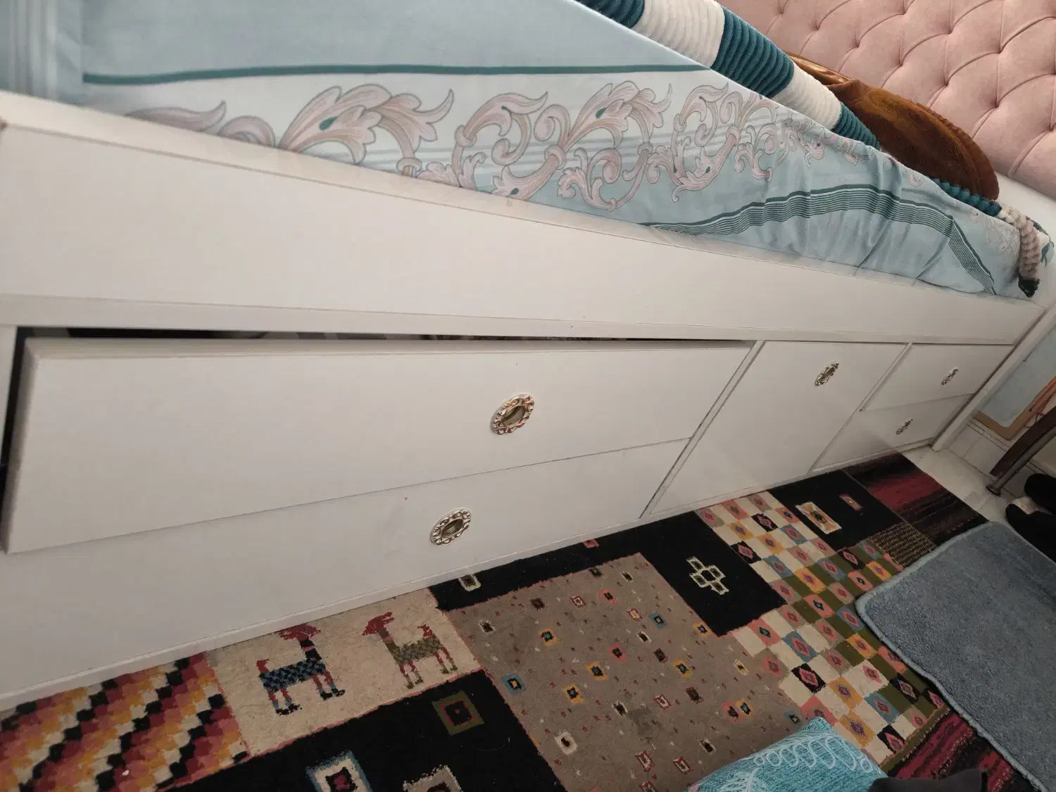 تخت خواب تکنفره سفید همراه تشک ۱۲۰ رویال|تخت و سرویس خواب|تهران, والفجر (افسریه)|دیوار