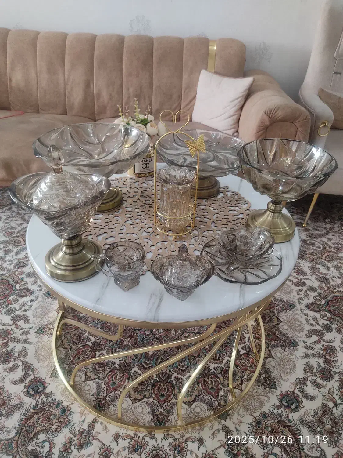 سرویس پایه فلزی شامپانی بوگاتی شیک|ظروف سرو و پذیرایی|همدان, |دیوار