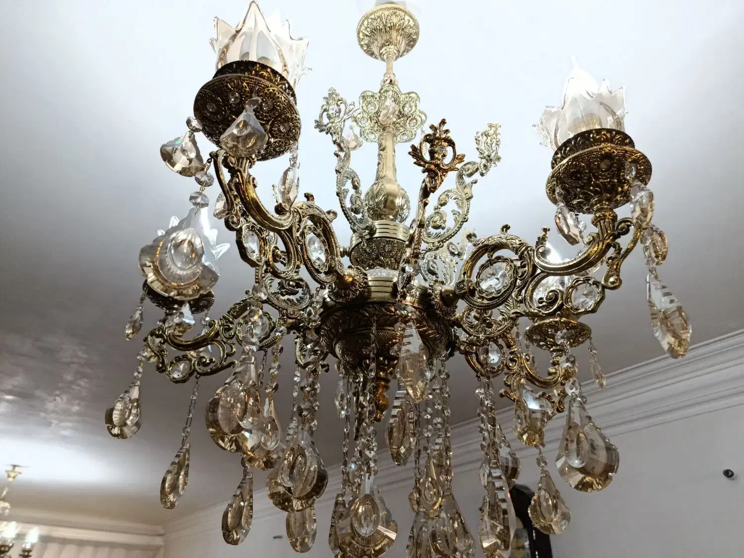 لوستر ۵ شعله اصل برنز|لوستر و چراغ آویز|قزوین, |دیوار