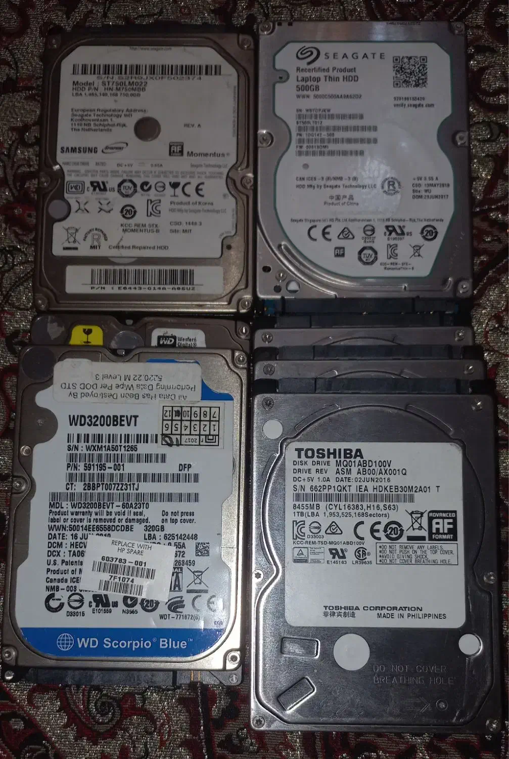 هارد لپ تابی 1 توشیبا و سامسونگ  همراه با ویندوز|قطعات و لوازم جانبی رایانه|پرند, فاز ۶|دیوار