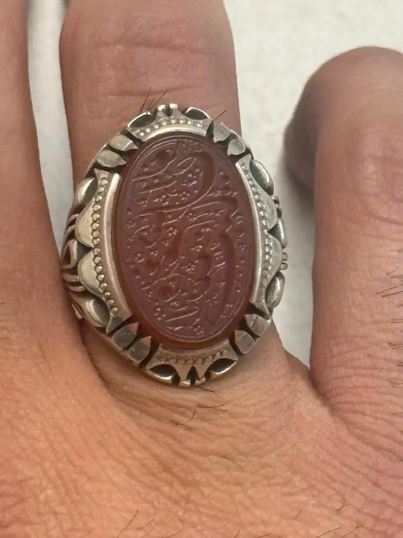 انگشتر نقره رکاب فرشاد سنگ عقیق خط محسن محرمی|جواهرات|زنجان, |دیوار