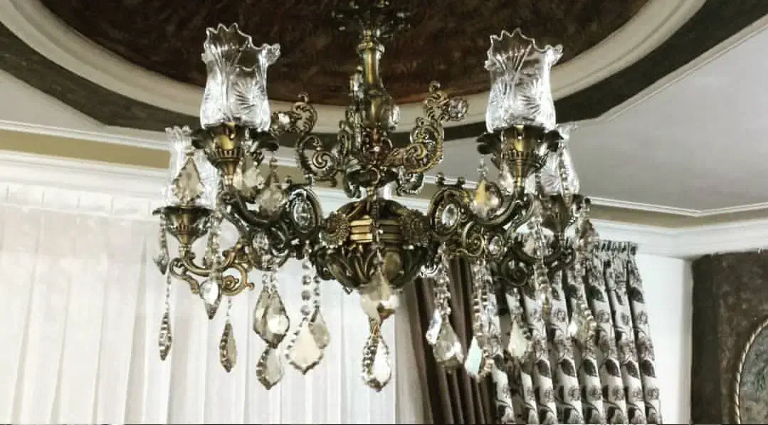 لوستر ۵ شاخه برنز|لوستر و چراغ آویز|مشهد, نیروی هوایی|دیوار