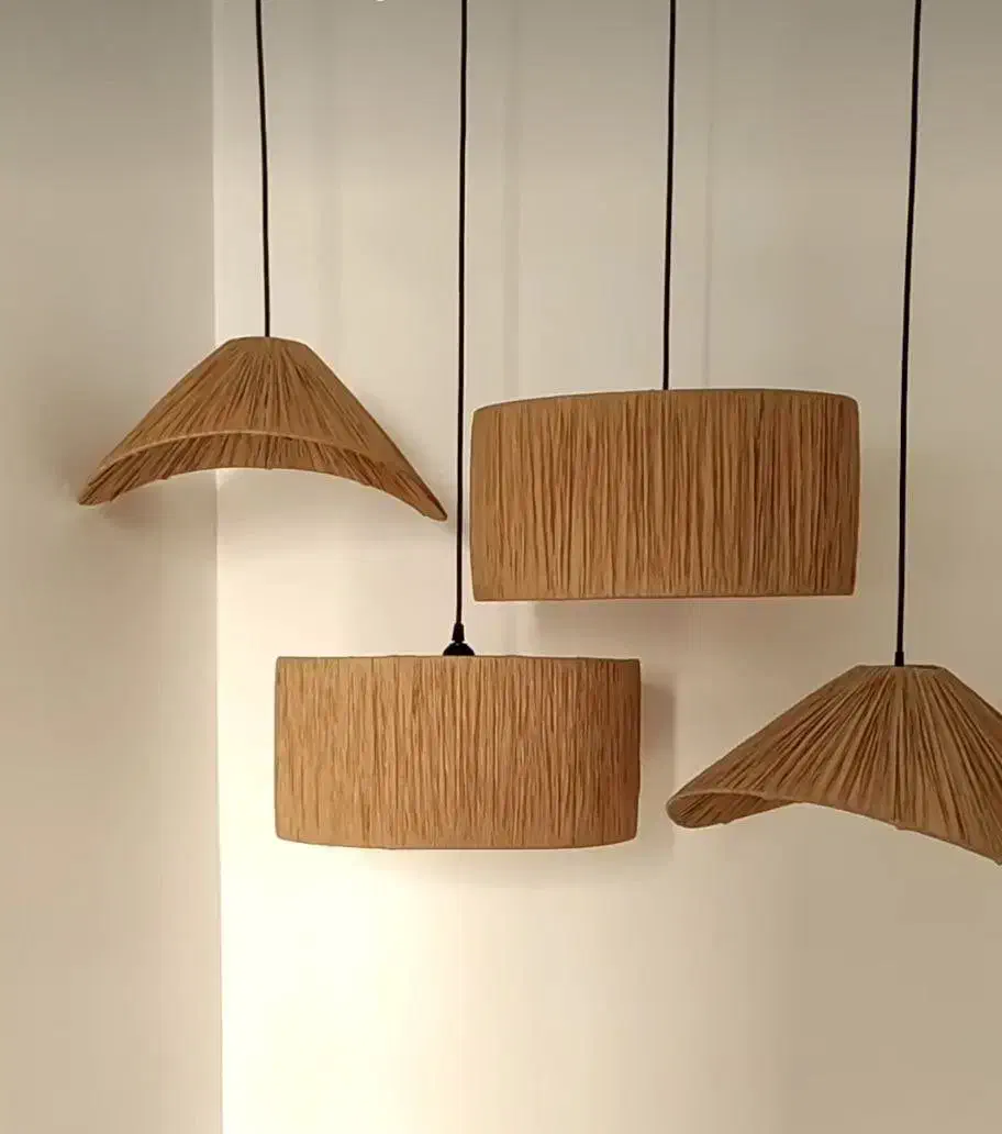 لوستر و آباژور دستساز با رافیا سبک بوهو و طبیعی|لوستر و چراغ آویز|کرج, مهرویلا شمالی|دیوار