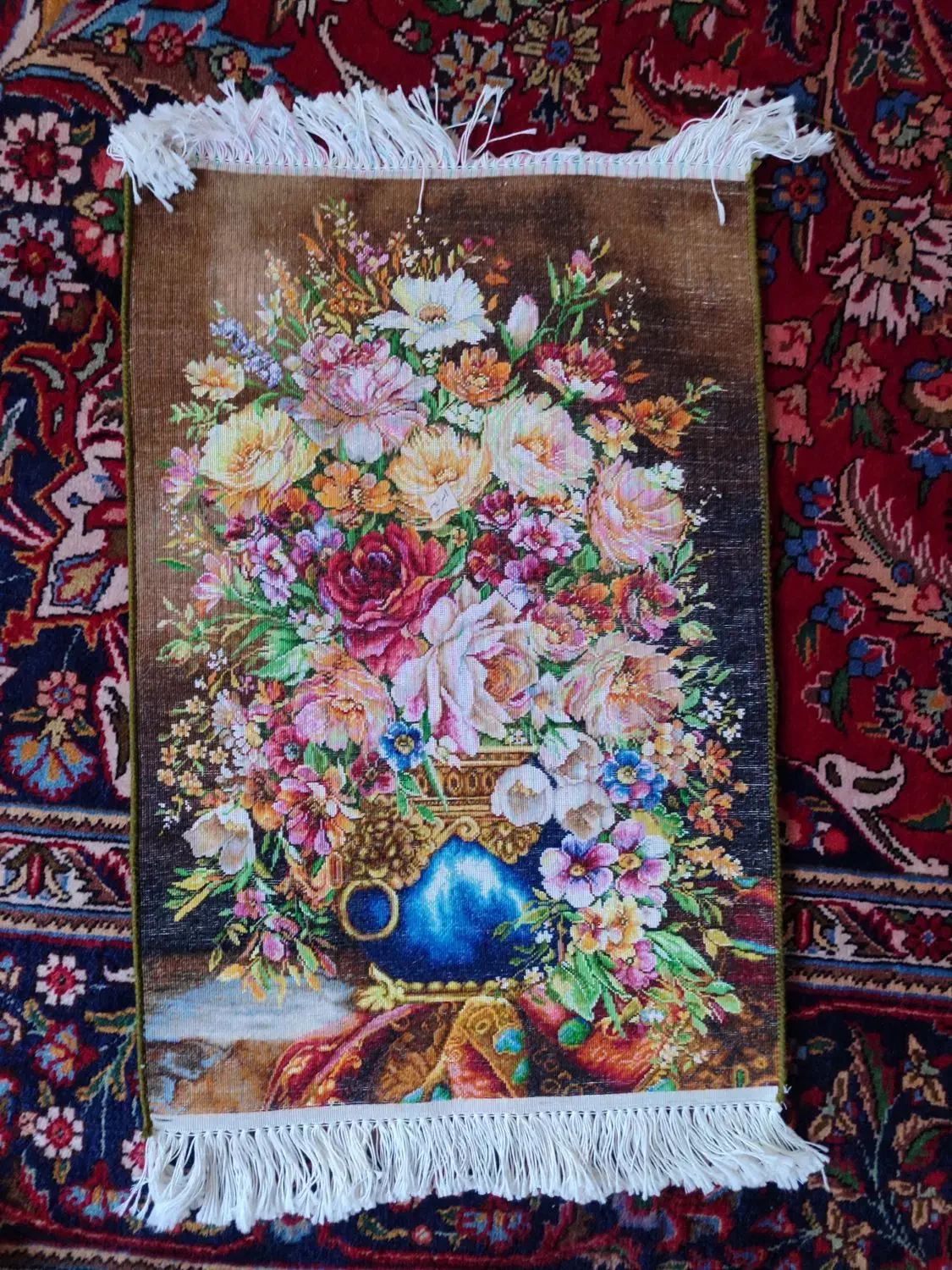 تابلو فرش طرح گل|تابلو فرش|مشگین شهر, |دیوار