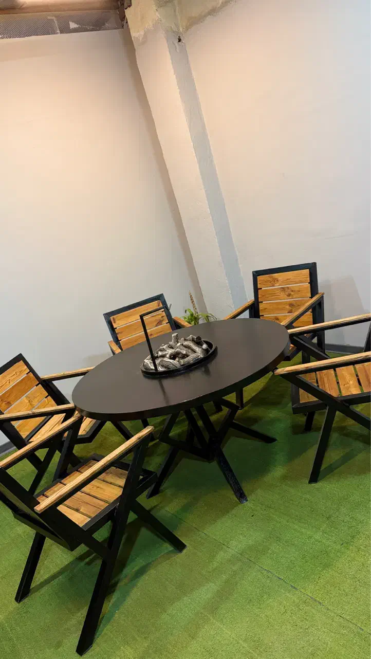 میز باغی میز گرد میز فلزی|میز و صندلی غذاخوری|ماهدشت, |دیوار