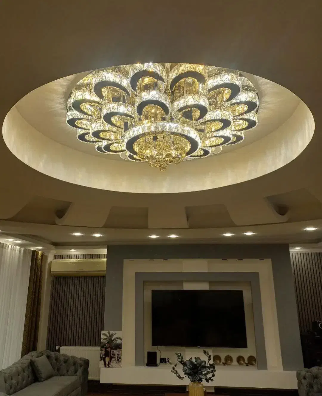 لوستر سقفی مدرن کریستال ریموت‌دار|لوستر و چراغ آویز|تهران, مینابی|دیوار