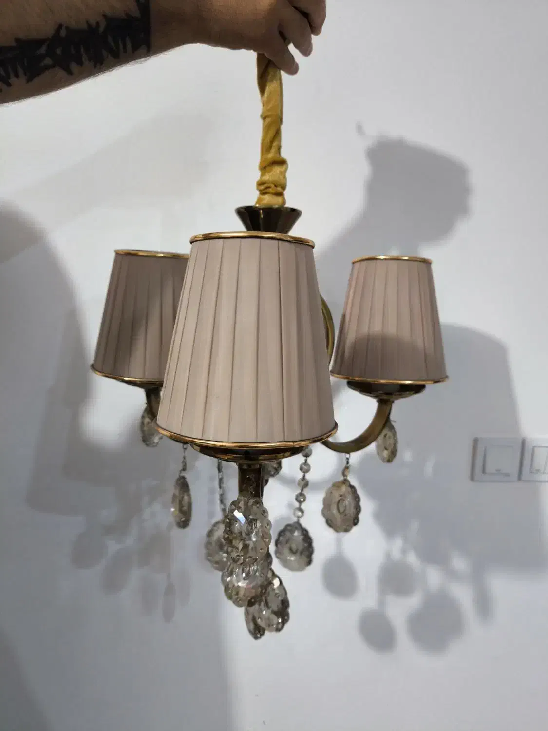 لوستر ۳ شعله لعاب خارجی درجه ۱ ضد زنگ|لوستر و چراغ آویز|کیش, |دیوار