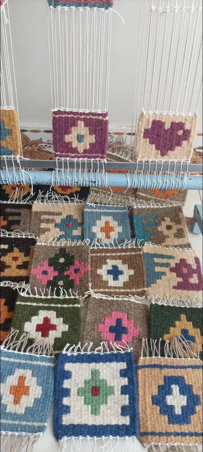 زیرلیوانی دستباف 10*10 سانت|گلیم، جاجیم، گبه|قزوین, |دیوار