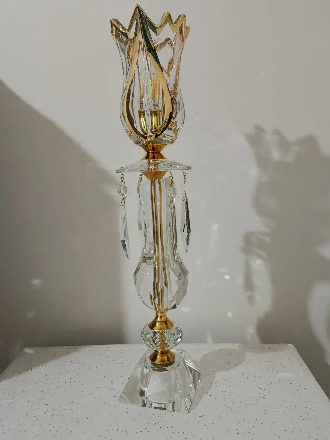 شمعدان کریستال لب طلایی|لوستر و چراغ آویز|زنجان, |دیوار