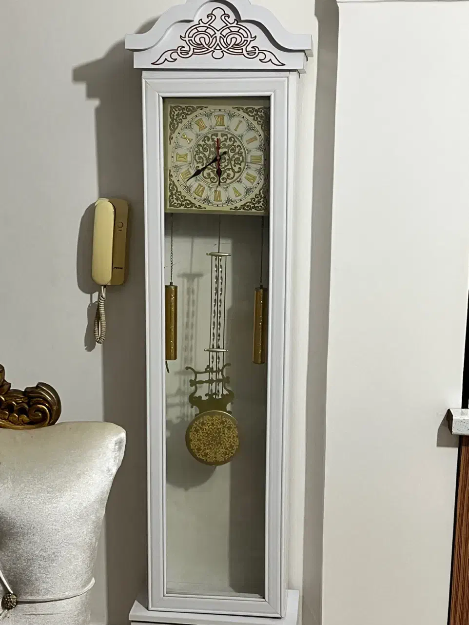 ساعت ایستاده سفید طلایی|ساعت دیواری و تزئینی|چالوس, |دیوار