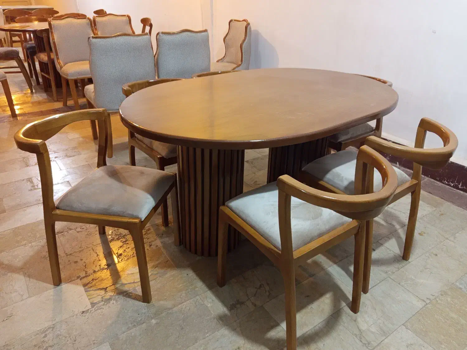 غذاخوری 6نفره چوب راش|میز و صندلی غذاخوری|خوی, |دیوار