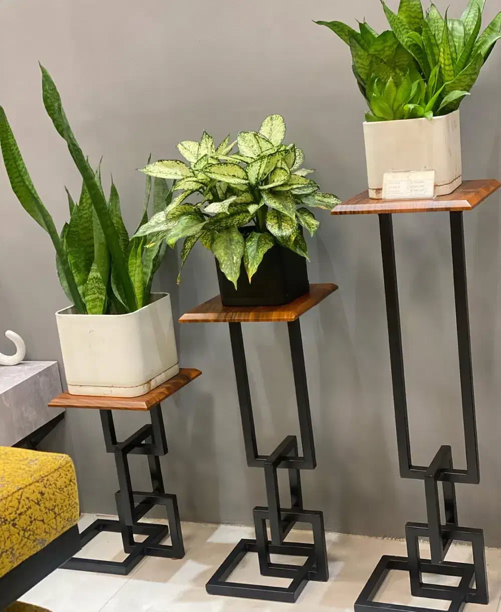 استند گل و گلدان فلزی چوبی مدل متال فورم|گل و گیاه طبیعی|اهواز, زیباشهر|دیوار