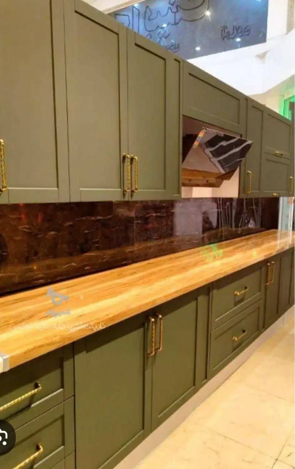 سرویس کابینت آماده آشپزخانه کلاسیک سبز پاستیلی|مصالح و تجهیزات ساختمان|پردیس, فاز ۴|دیوار
