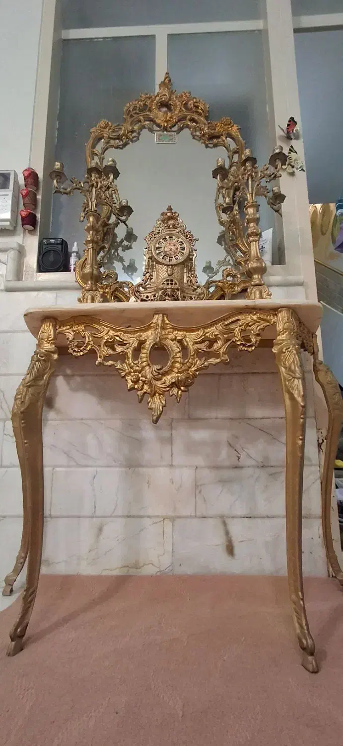 آینه و شمعدان همراه با میز جهیزیه|بوفه، ویترین، کنسول|قم, لسانی|دیوار