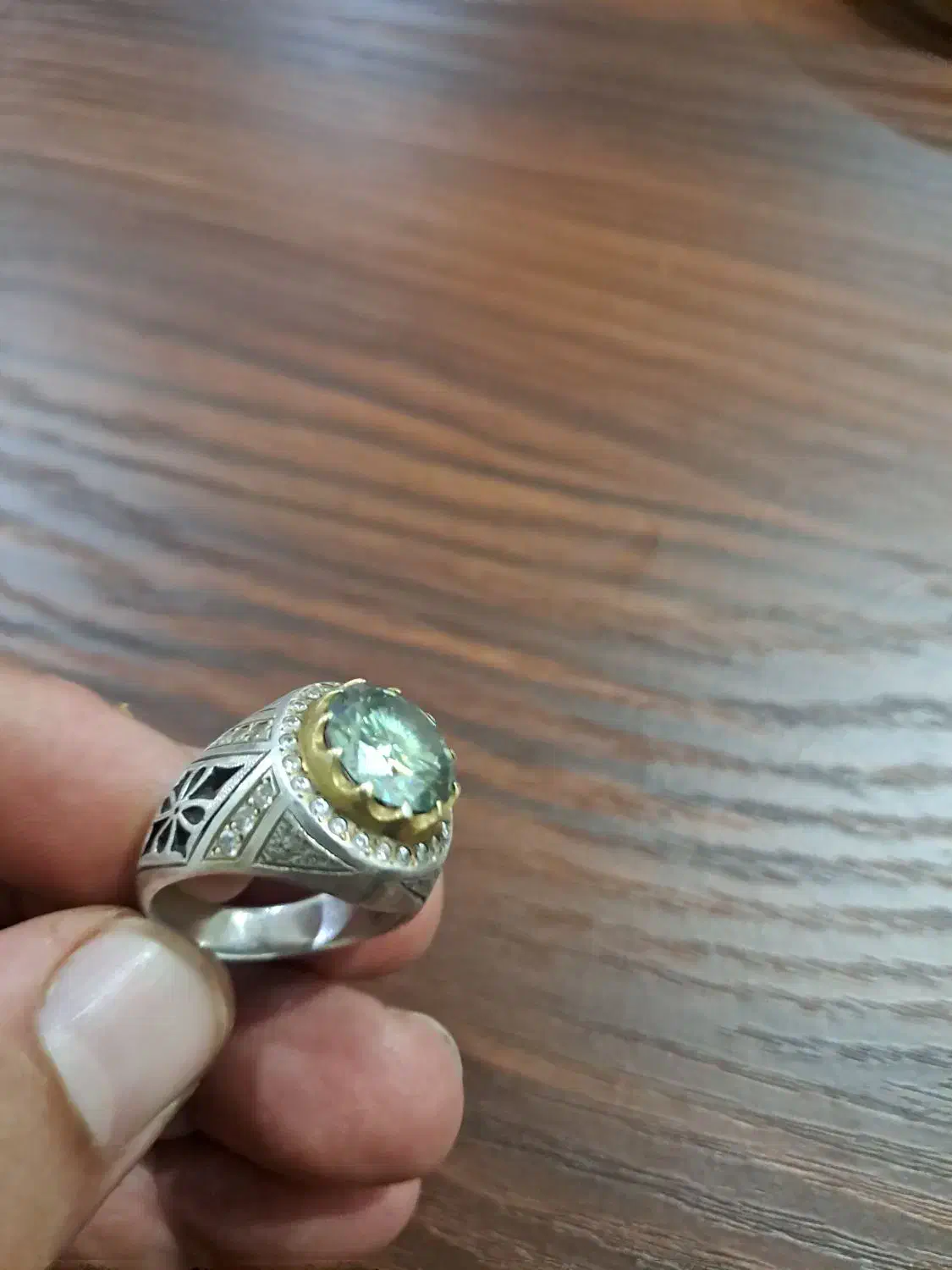 انگشتر دست ساز با نگین موزانایت روسی|زیورآلات و اکسسوری|آستارا, |دیوار