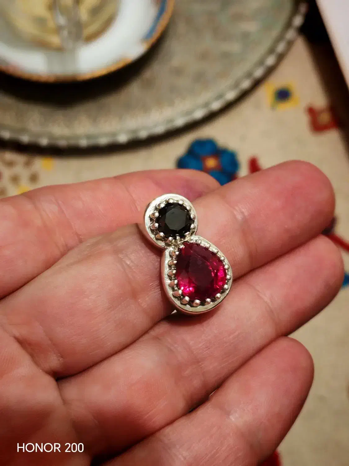 انگشتر الماس سیاه یاقوت دانه اناری|جواهرات|بجنورد, |دیوار