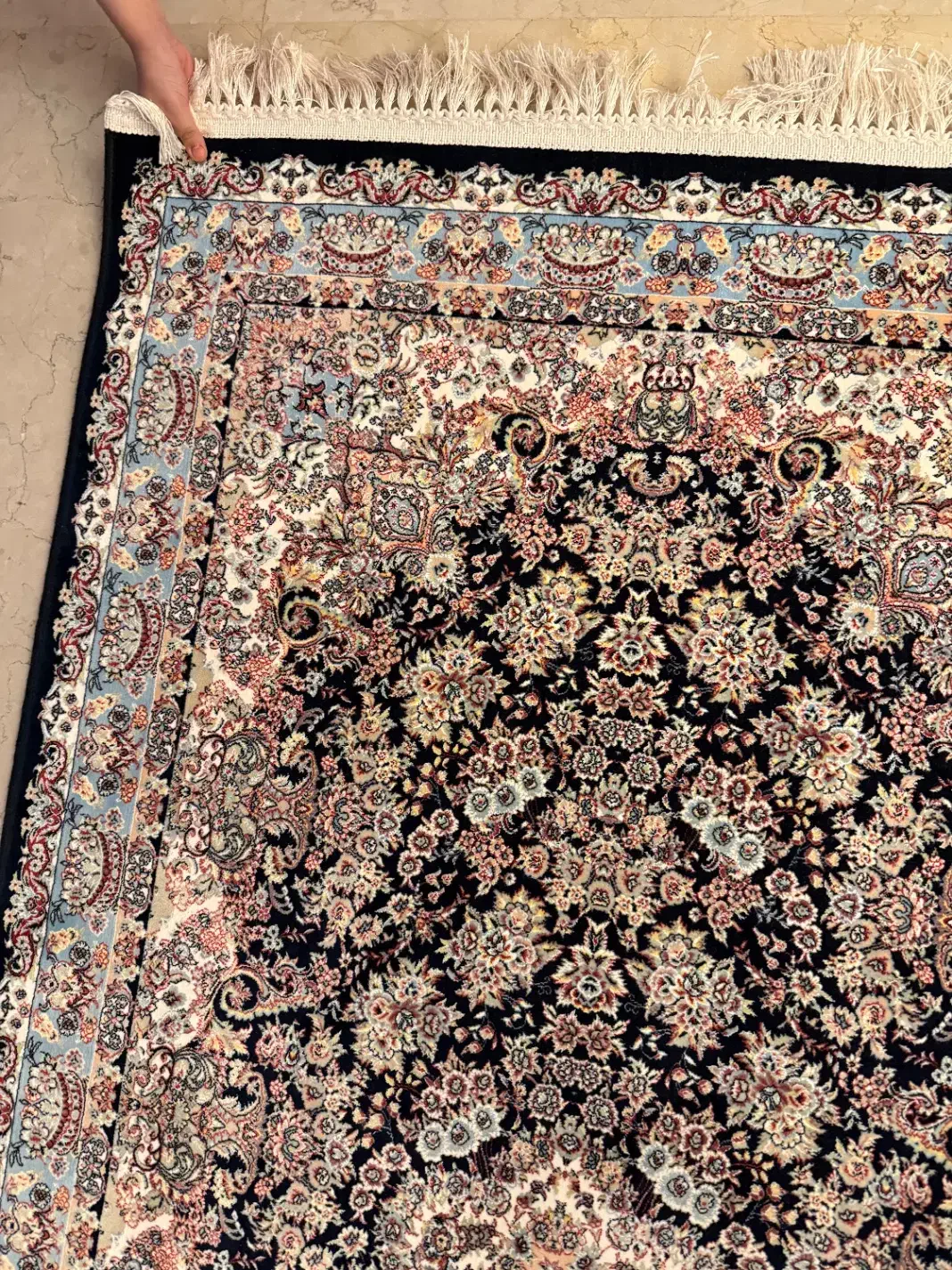 دوتافرش12متری و6 متری1200شانه تافته  سرمه ای|فرش|ری, شهادت|دیوار