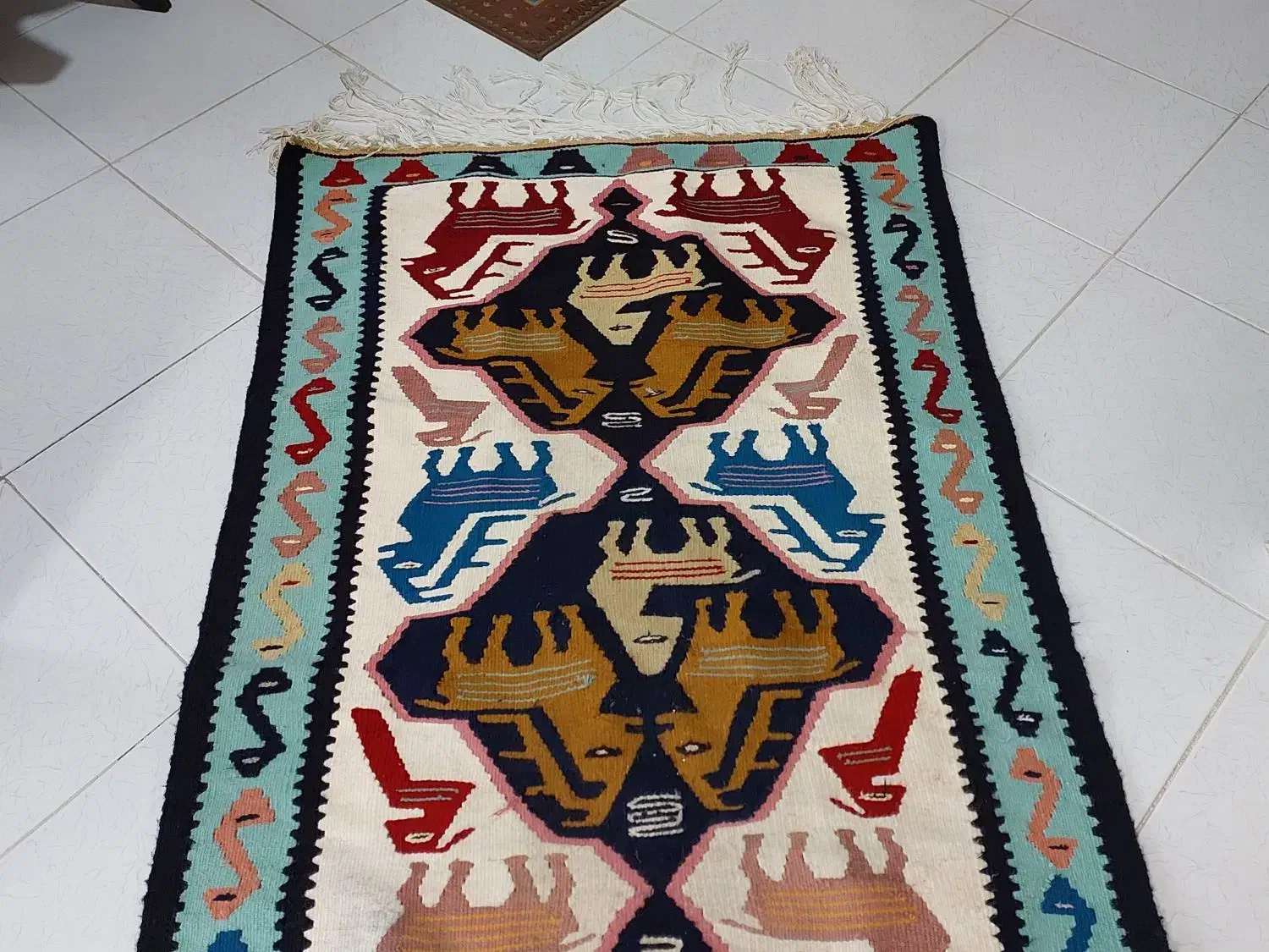 گلیم دستبافت باغ وحش|گلیم، جاجیم، گبه|مشهد, هفت تیر (نه دره)|دیوار