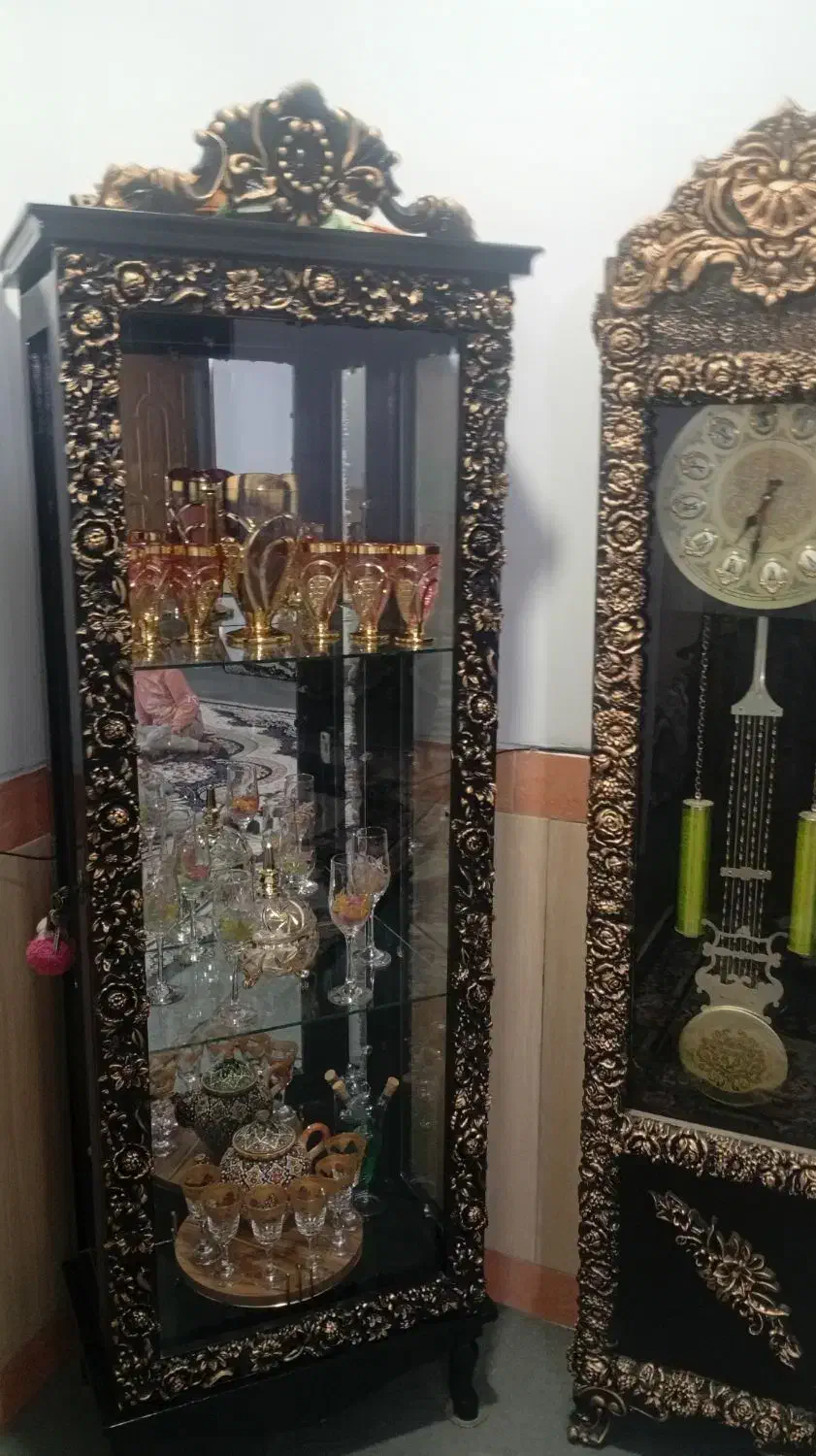 بوفه و ساعت ایستاده|بوفه، ویترین، کنسول|قروه, |دیوار