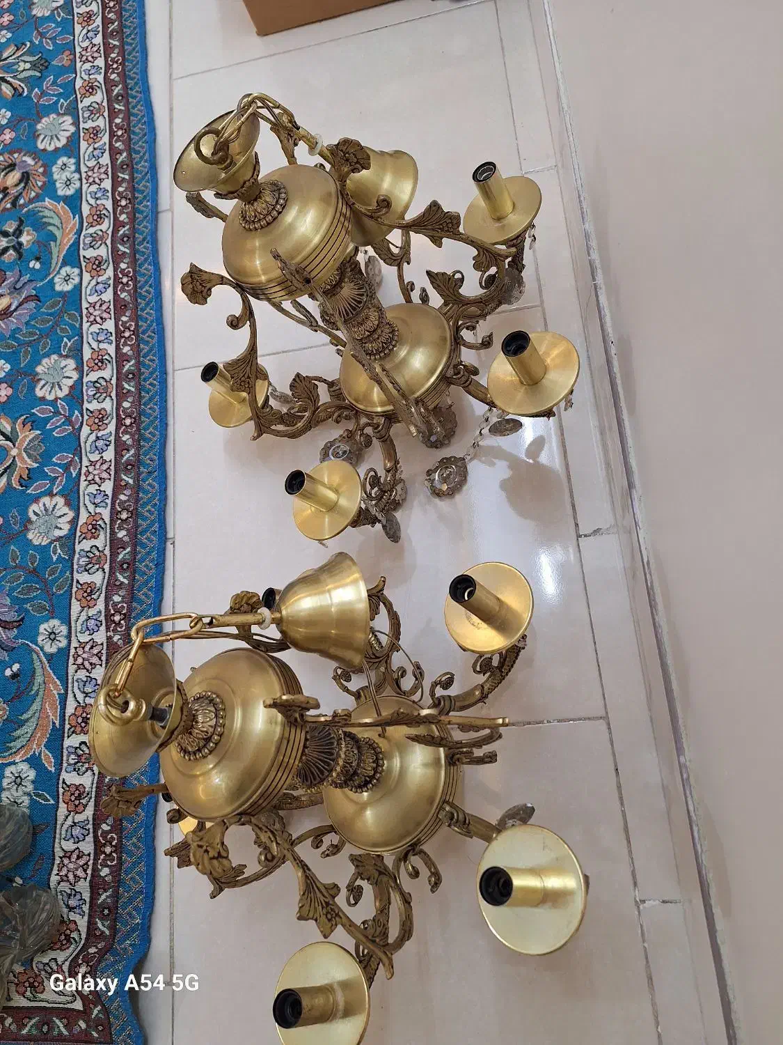لوستر ۵ شاخه برنجی جفت|لوستر و چراغ آویز|تهران, علی‌آباد|دیوار