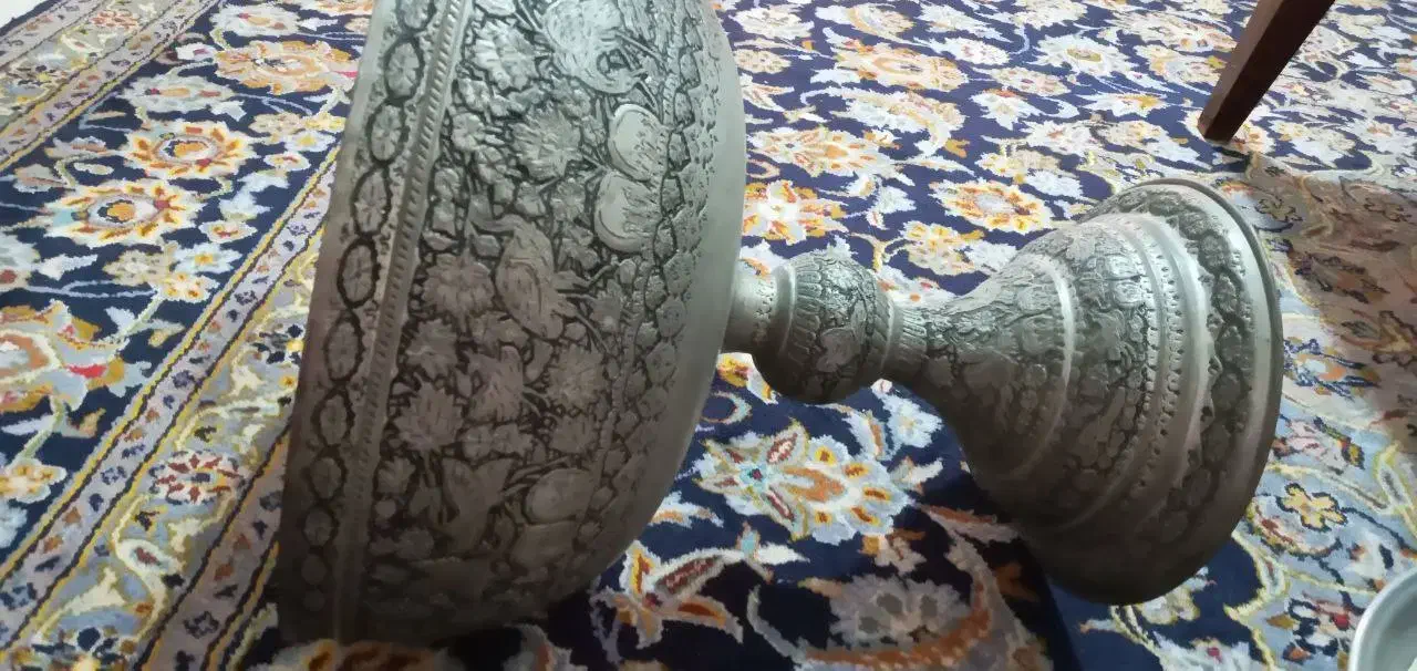 جام ظرف میوه قدیمی مس وبرنج اب کاری نقره|کلکسیون اشیاء عتیقه|تهران, بنی‌هاشم|دیوار