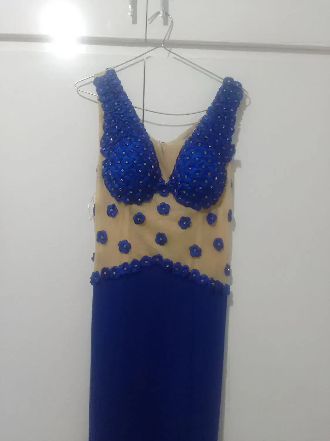 پیراهن مجلسی آبی کاربنی با گل های برجسته|لباس|تربتحیدریه, رضاشهر|دیوار