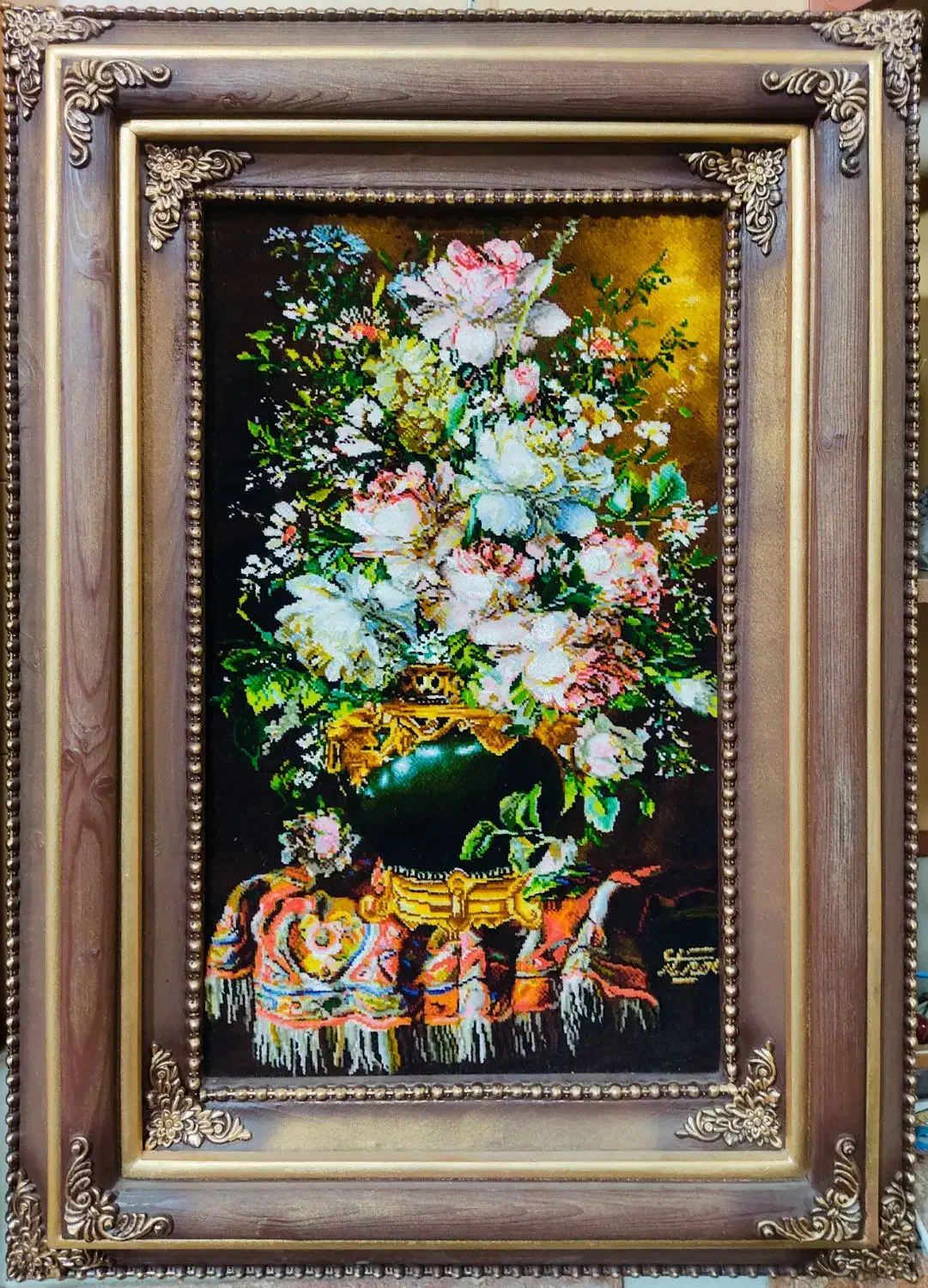 تابلو فرش دستبافت گل ترمه|تابلو فرش|خوی, |دیوار