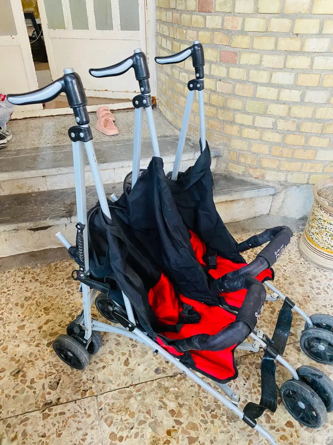 کالسکه دوقلو عصایی در حد نو|کالسکه و لوازم جانبی|اهواز, مجاهد|دیوار