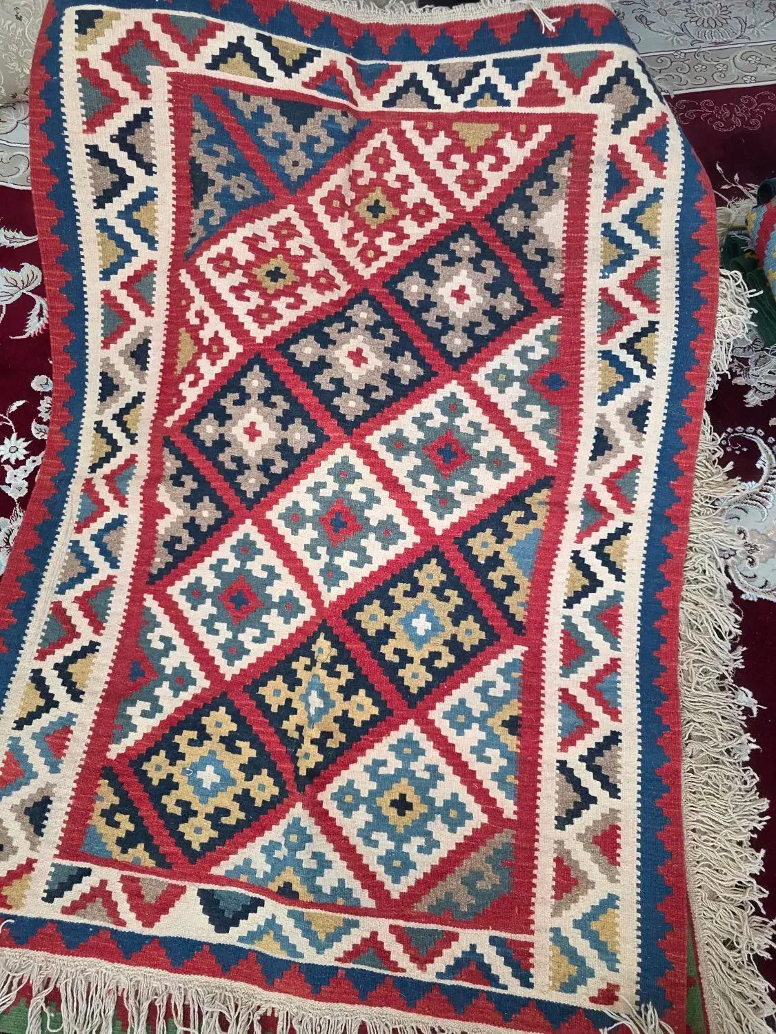 گلیم مرینوس|گلیم، جاجیم، گبه|شیراز, تندگویان|دیوار