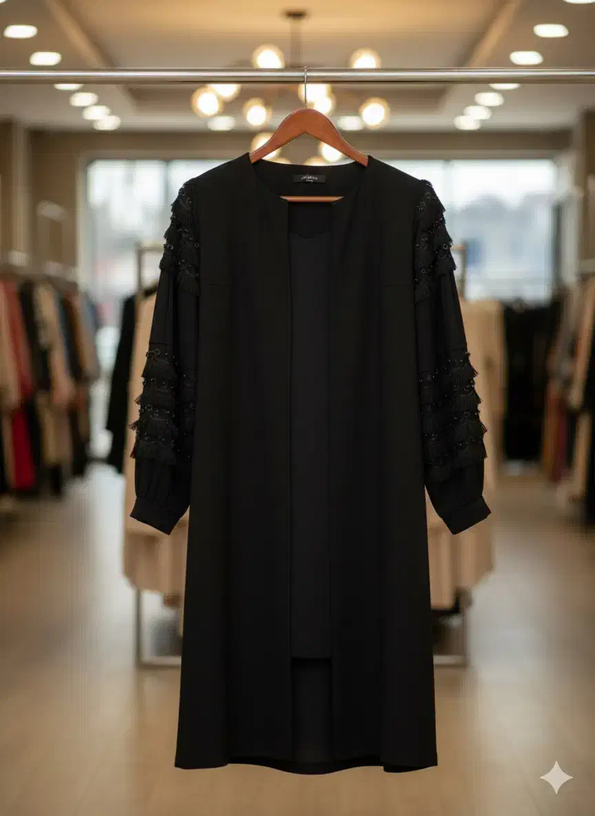 مانتو و بارانی مشکی مجلسی شیک استردار|لباس|مراغه, |دیوار