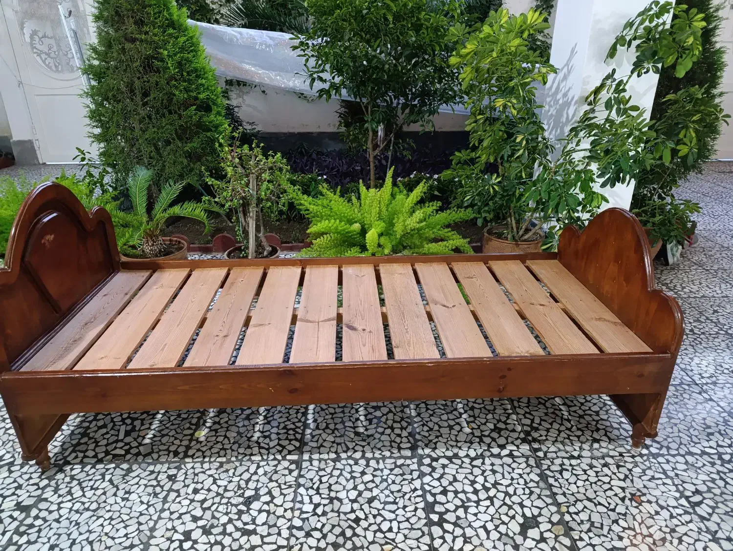 تختخواب یک نفره کامل چوب محکم عمری|تخت و سرویس خواب|ساری, |دیوار