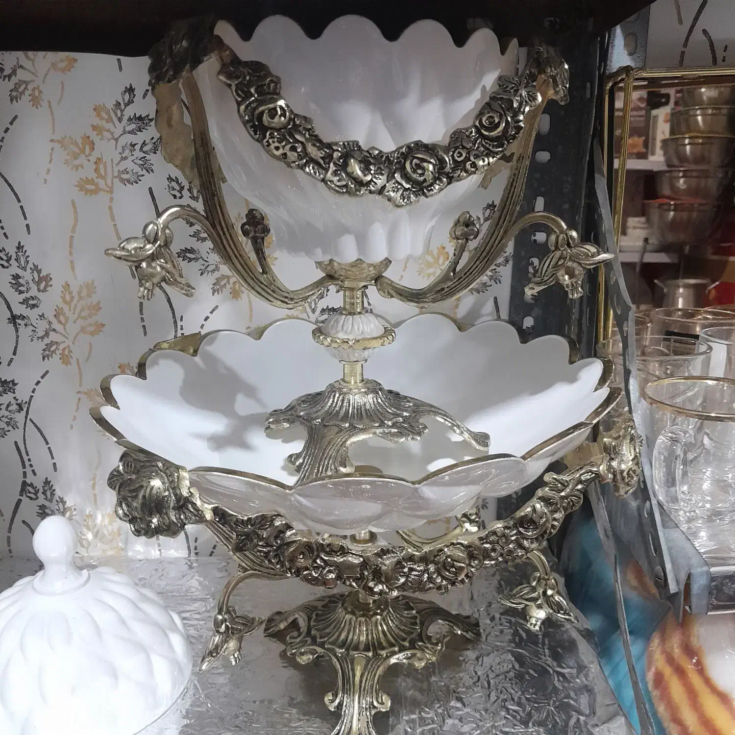 ست چهار تایی پایه برنز اصل نو|ظروف سرو و پذیرایی|مشگین شهر, |دیوار