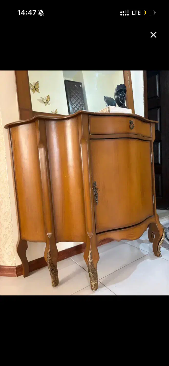 اینه و کنسول تمام چوب در حد نو|بوفه، ویترین، کنسول|کیش, |دیوار