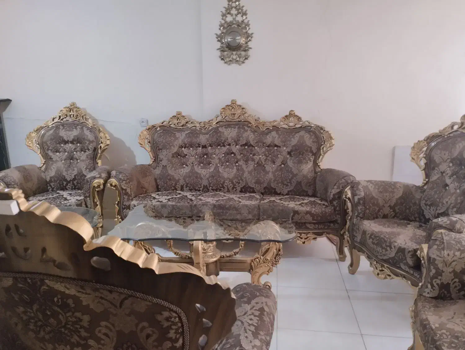 مبل 9نفره تمام چوب راش و جلو مبلی|مبلمان خانگی و میز عسلی|اسلامشهر, باغ فیض|دیوار