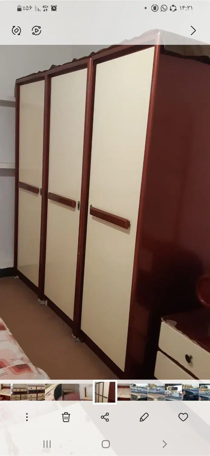 سرویس خواب دو نفره به همراه تشک وکمد|تخت و سرویس خواب|رفسنجان, |دیوار