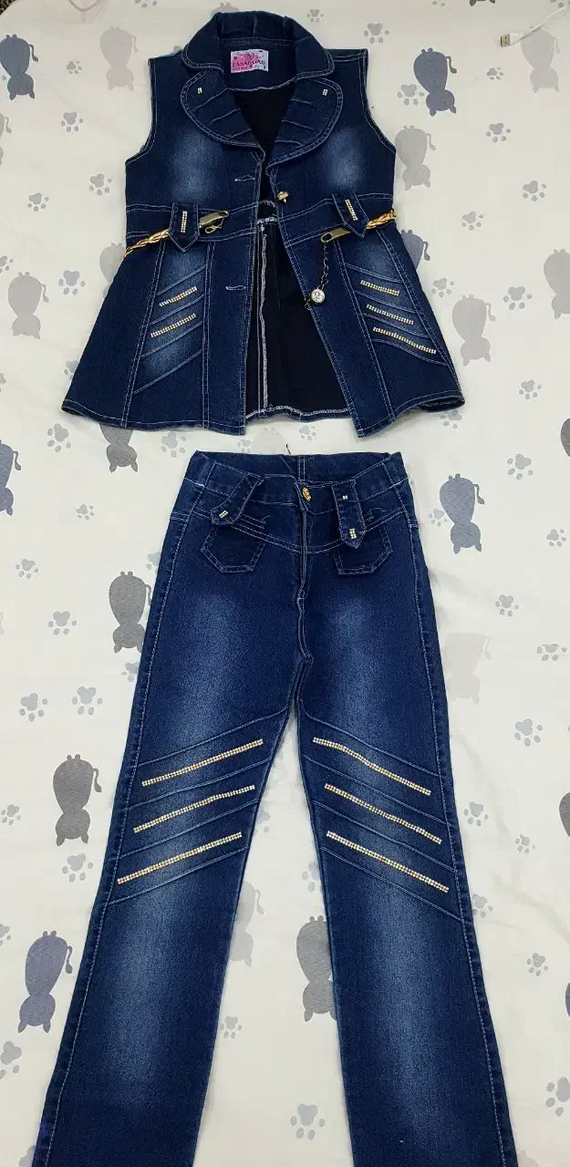 ست جلیقه وشلوار لی اصل..دودست سایز ۶و۵ تازه|لباس|مریوان, |دیوار