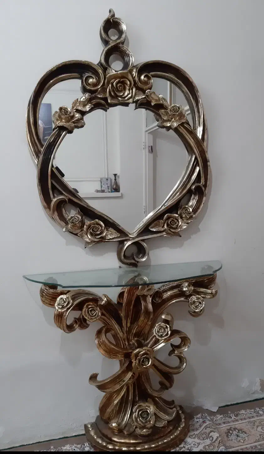 آینه کنسول طرح قلب و گل رز|مبلمان خانگی و میز عسلی|فلاورجان, |دیوار