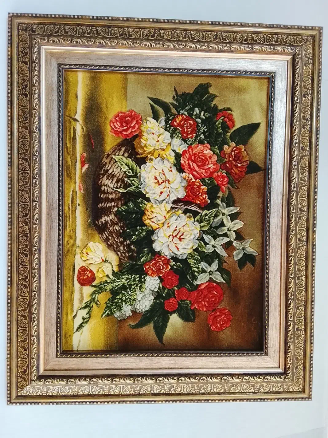 تابلو فرش گل سبد دار|تابلو فرش|شبستر, |دیوار