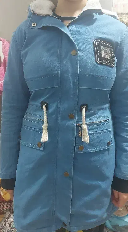 پالتو جین خز دار سایز ۴۰|لباس|لنگرود, |دیوار