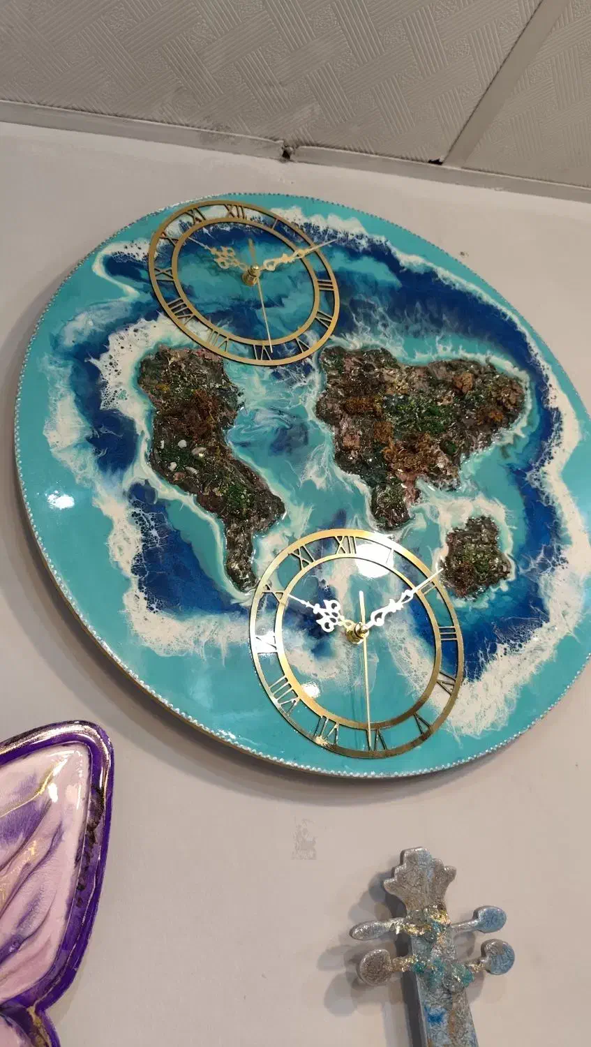 ساعت دیواری دو موتوره طرح جزیره|ساعت دیواری و تزئینی|تهران, مجیدیه|دیوار