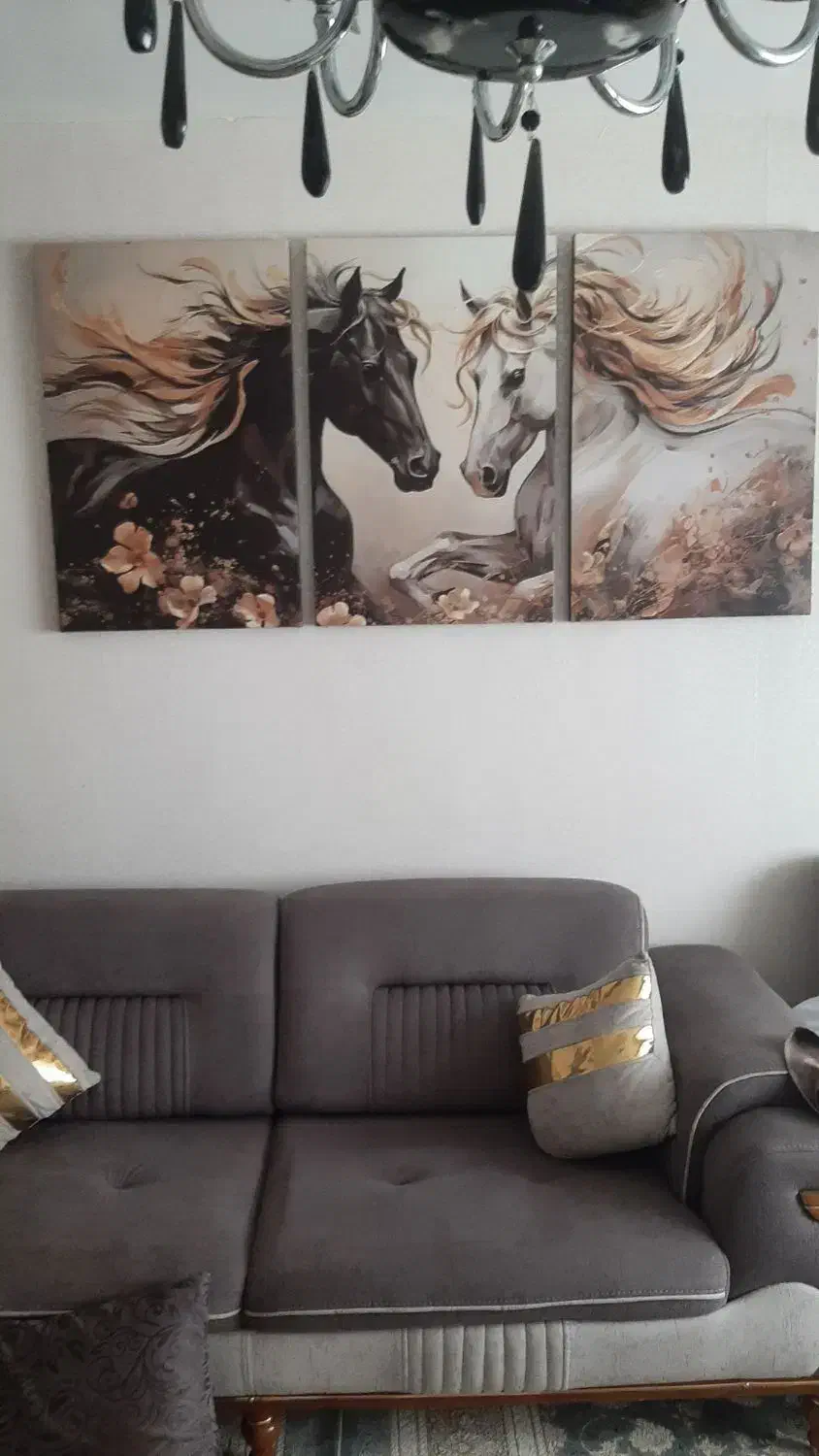 تابلو اسب سه تیکه بزرگ|تابلو، نقاشی، عکس|رباط‌کریم, رباط‌کریم|دیوار