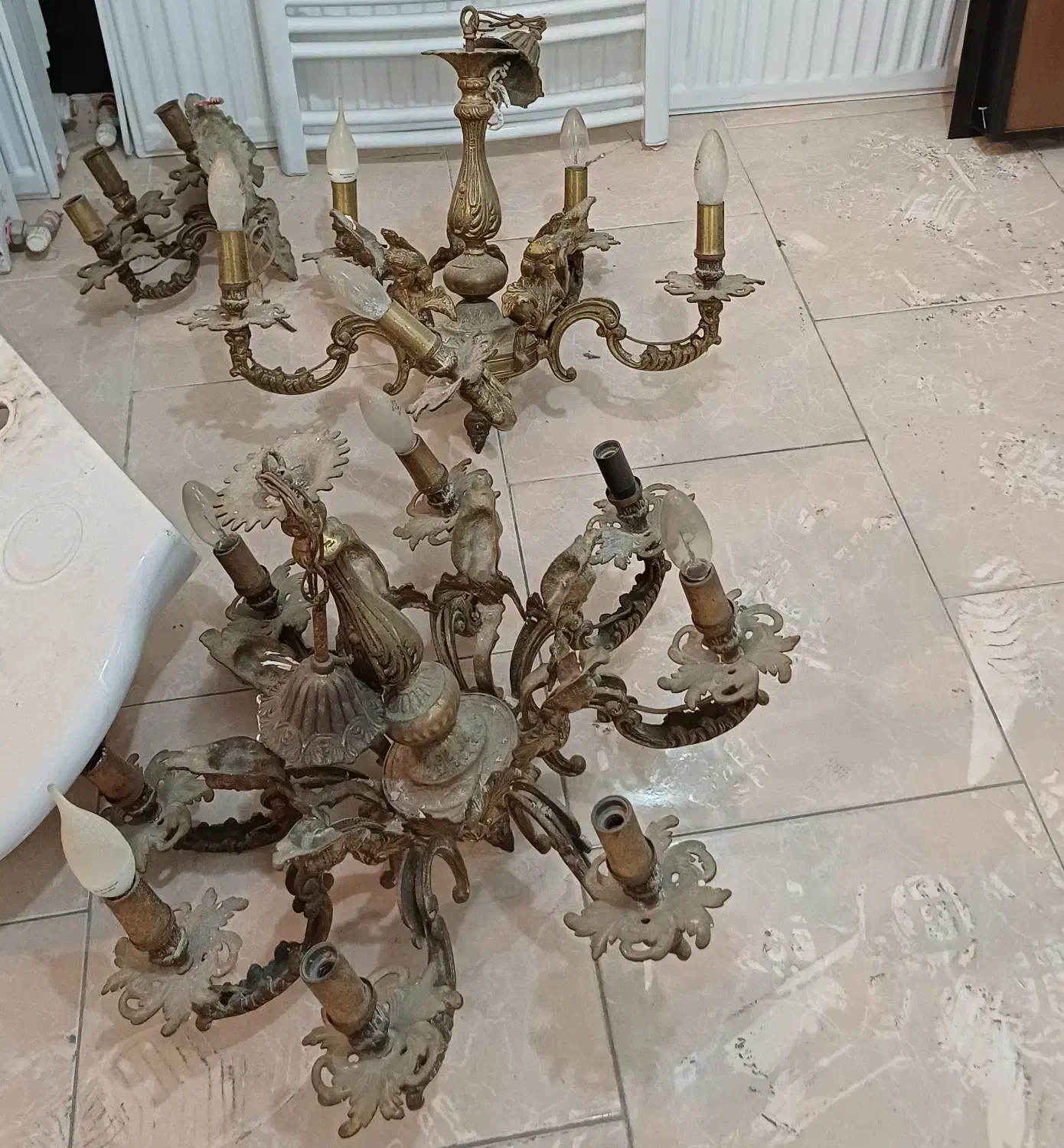 لوستر برنجی برنزی|لوستر و چراغ آویز|ساری, |دیوار