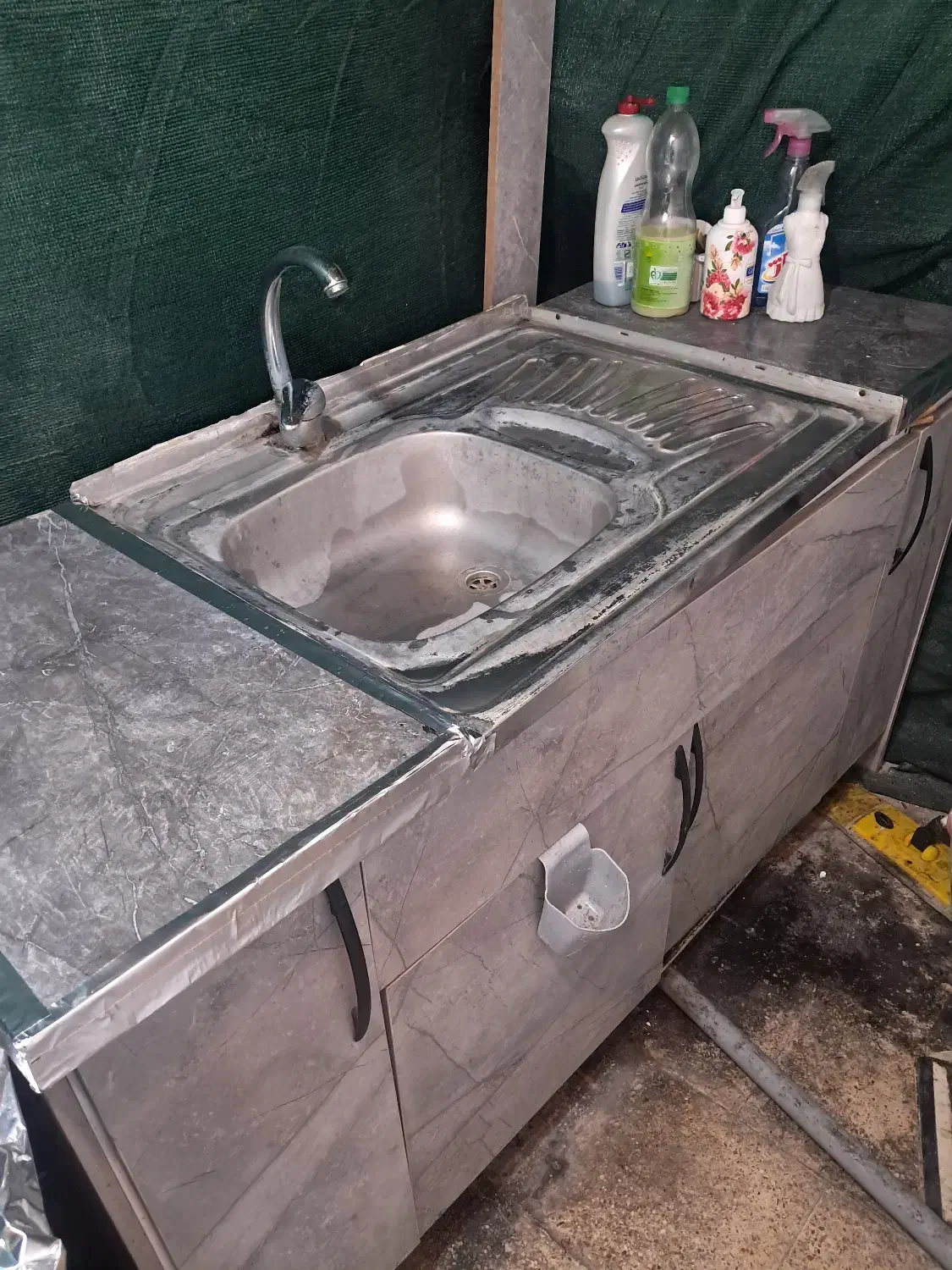 سینک وشیر اب به علاوه کابینت و سایبان|آبچکان و نظمدهنده ظروف|آمل, |دیوار