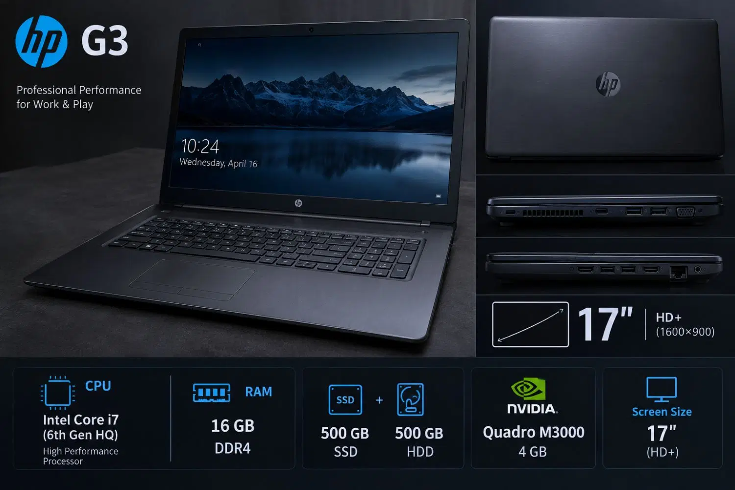 لپتاپ hp g3 به همراه دسته PS4 کول پد موس گیمینگ|رایانه همراه|اردبیل, |دیوار