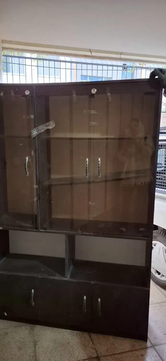 کتابخانه چوبی و ویترین شیشه ای|کتابخانه، شلف، قفسه‌های دیواری|تهران, کرمان|دیوار