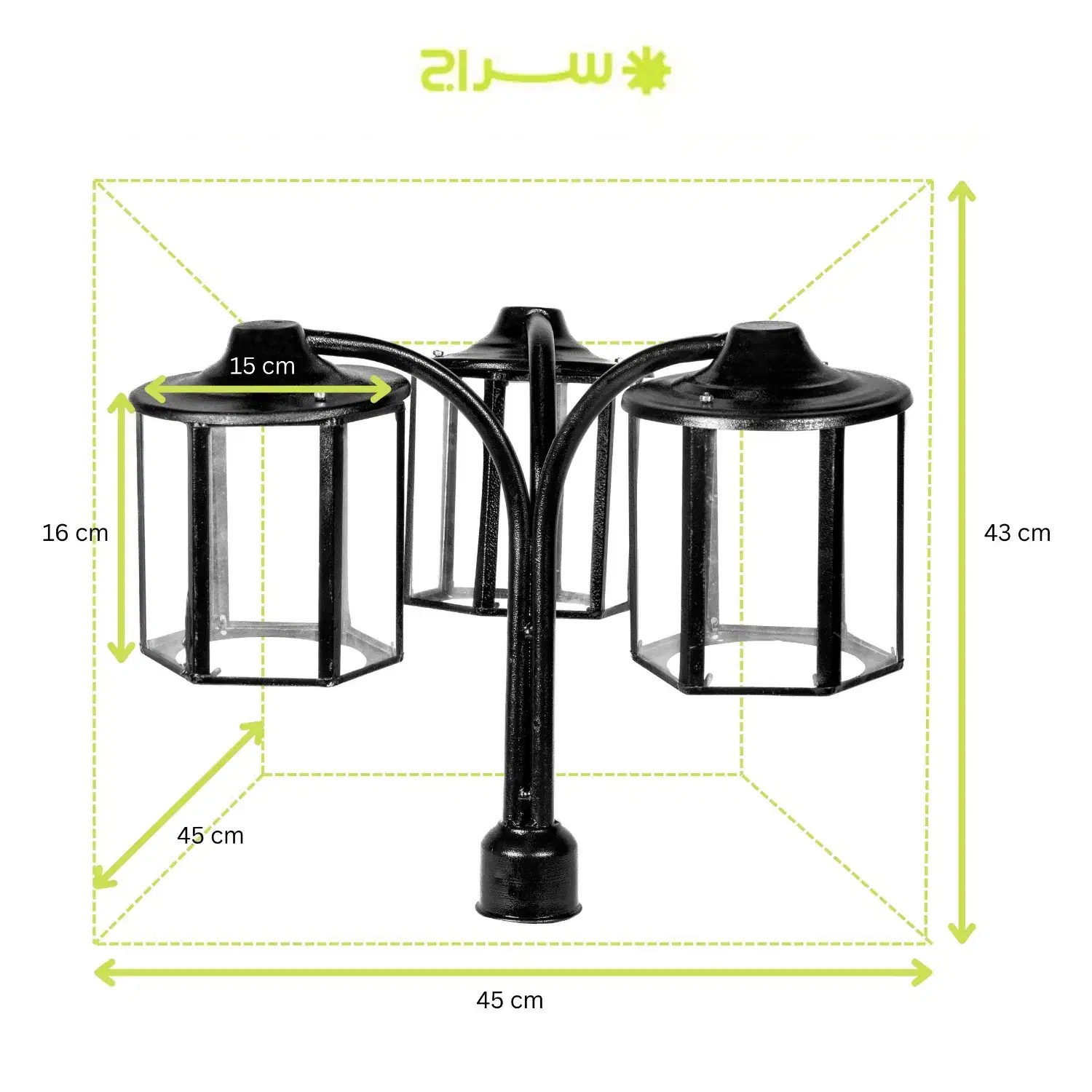 چراغ حیاطی، پارکی، تمام فلزی سه شاخه مدل P-3JB|لامپ و چراغ|تهران, گلستان (شهرک راه آهن)|دیوار