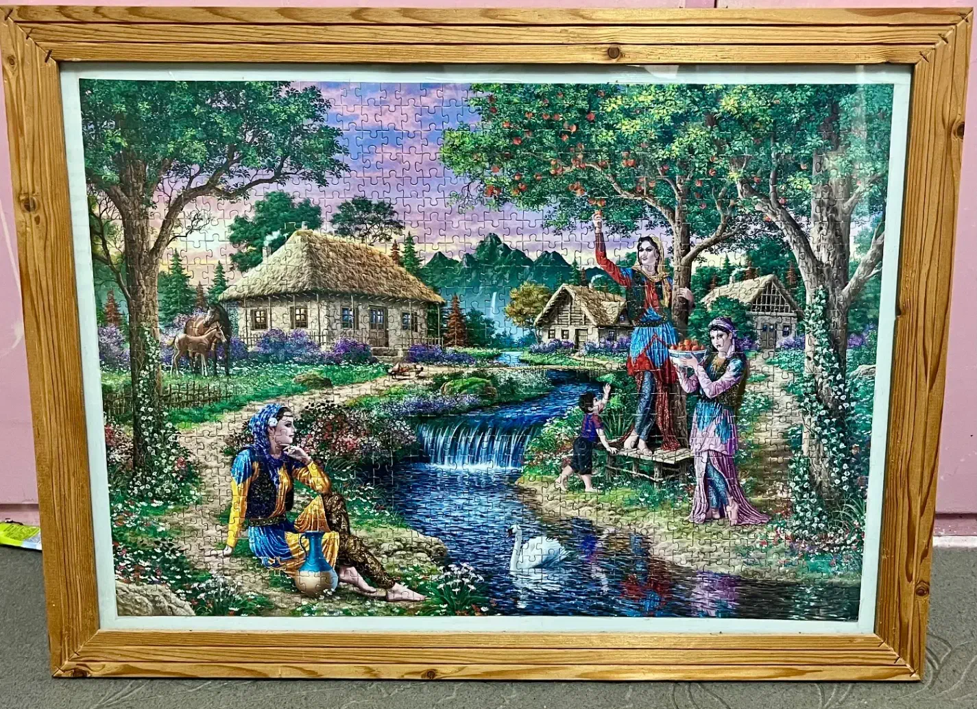 تابلو قاب چوبی همراه پازل هزار تیکه درست شده باهم|تابلو، نقاشی، عکس|رشت, خبرنگار|دیوار