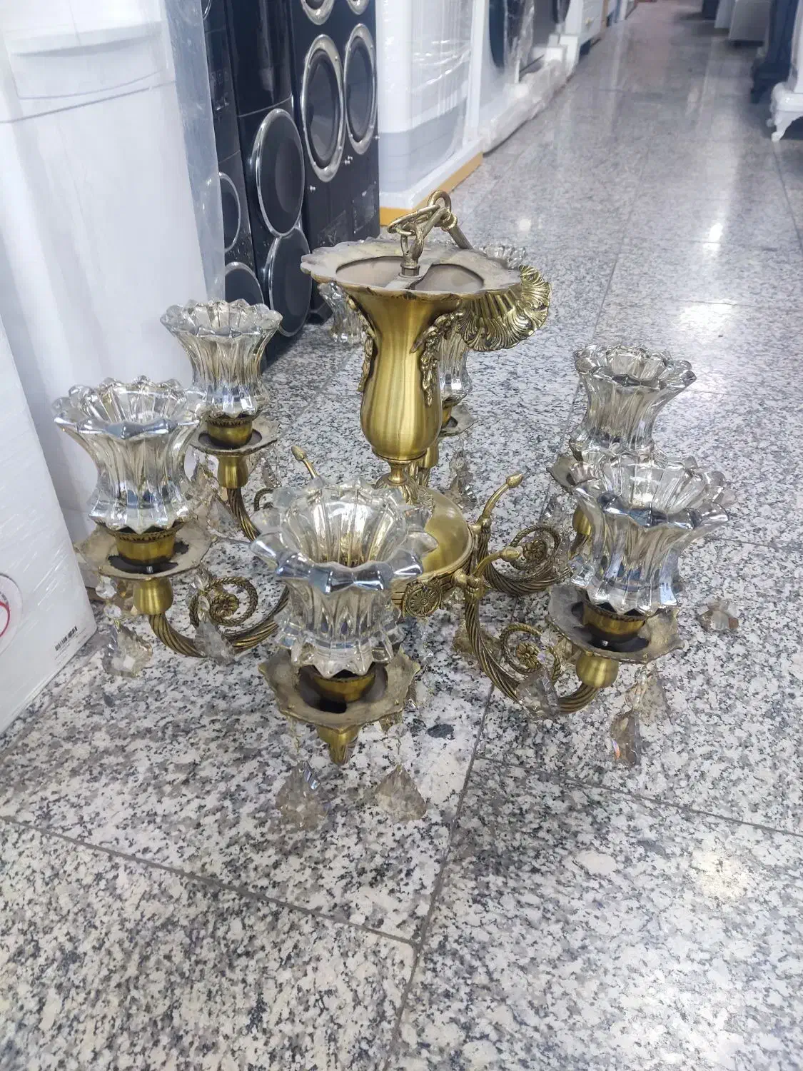 لوستر ۶شاخه تمام برنزی|لوستر و چراغ آویز|نسیمشهر, |دیوار