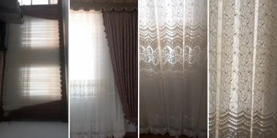 پرده پذیرایی همراه با والان کتیبه زیر پرده|پرده، رانر، رومیزی|پارسآباد, |دیوار