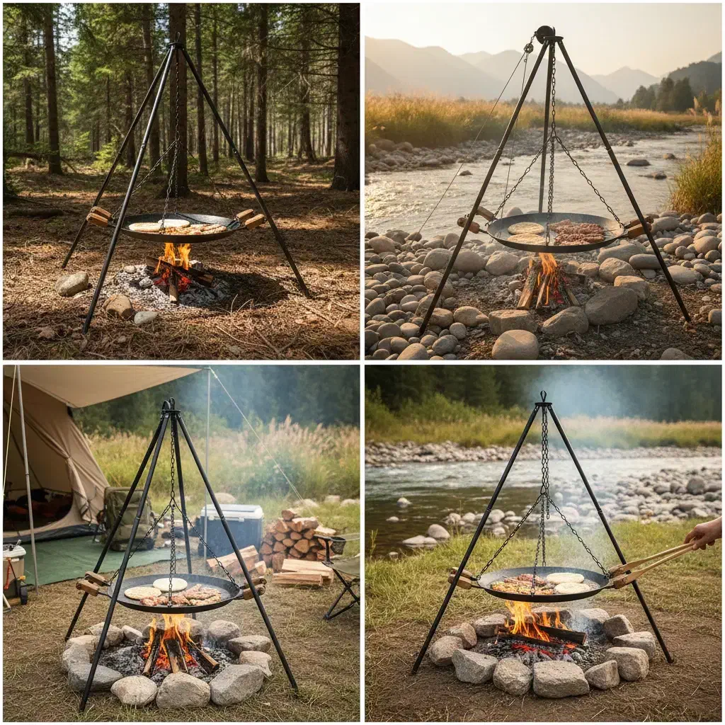 منقل سه پایه سرخ پوستی هم راه با ساج|کوهنوردی و کمپینگ|مبارکه, |دیوار